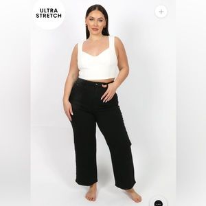 FAYT THE LABEL Walker Denim Jeans in Black / wide leg, high waist, high stretch